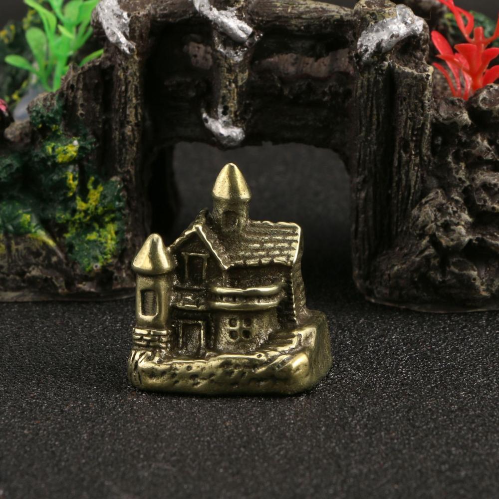 Vintage Fairy Figurines Collectible - Vintage Solid Brass Mini Castle House